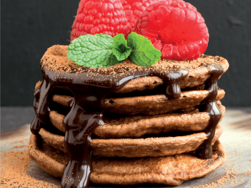 Pancake met choco saus